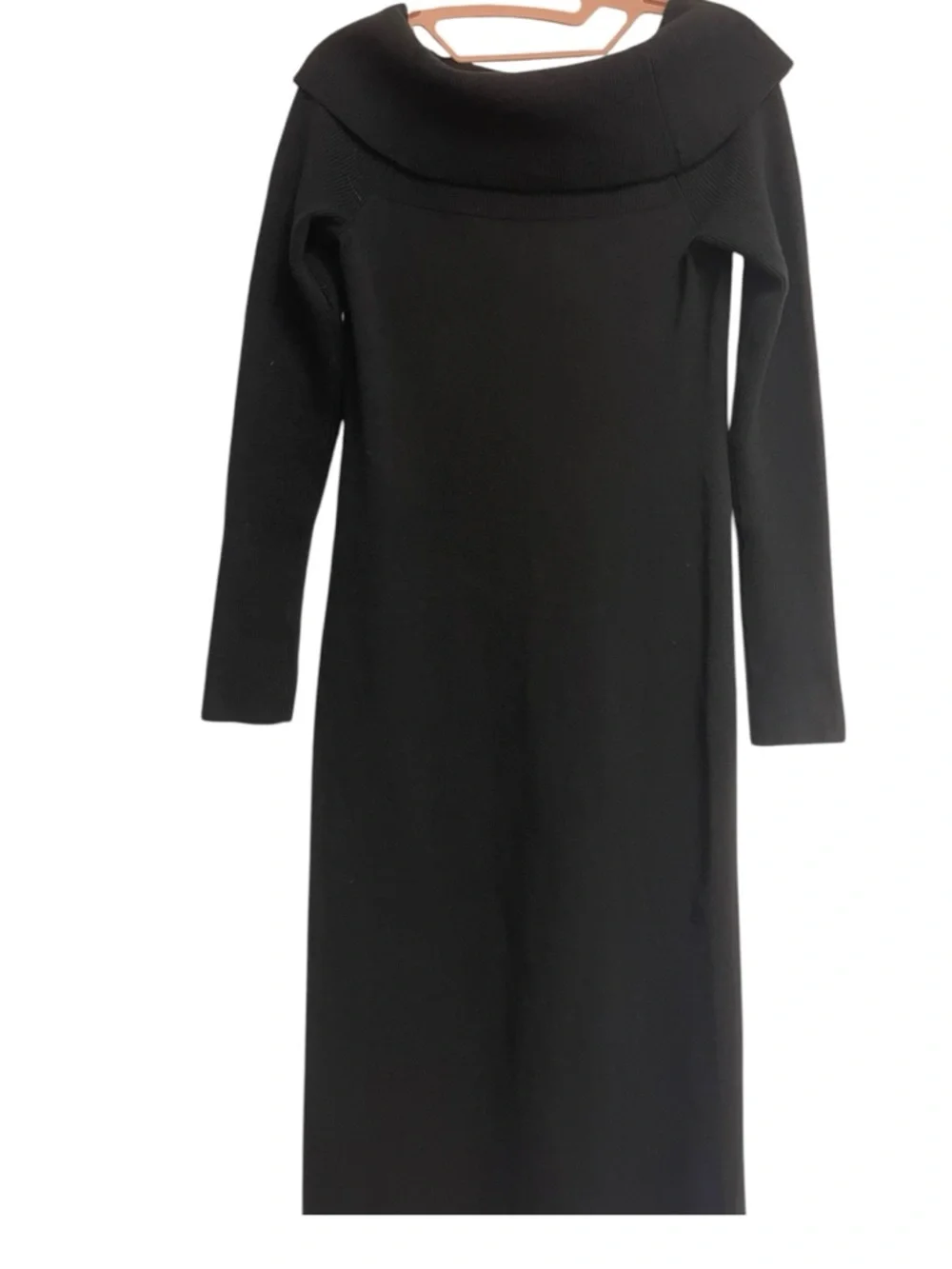 Banana Republic Black Off Shoulder Rib Knit Maxi Dress XS NEW - Picture 8 of 8